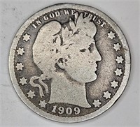 1909 d Barber Quarter