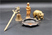 GROUP OF BRASS FIGURES & ANCHOR LETTER OPENER
