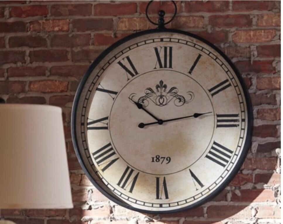 ASHLEY AUGUSTINA 36" ANTIQUE BLACK WALL CLOCK