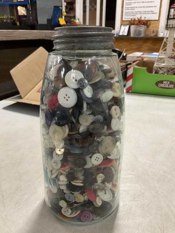 1858 Ball Jar with Buttons