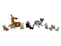 Miniature Dog Figurines, Pottery Fawn Figurine