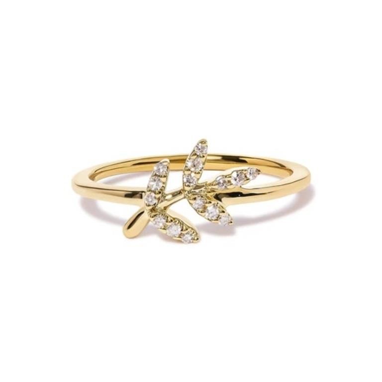 10K Gold Diamond Leaf and Branch Ring