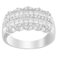 14K Gold Round and Princess-Cut Diamond Ring