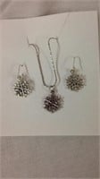 Snowflake earrings with matching necklace