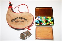 Marbles, Leather Wallet, Grand Canyon Water Bag