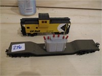 H.O Scale caboose and flat deck .