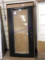 BROWN EXTERIOR DOOR W/ GLASS PANEL, 36"W X 80"T