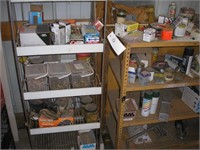 TWO SHELVES W/CONTENTS & WOOD CLAMPS