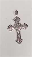 .925 Sterling Silver Necklace Cross Pendant 2.8 Gr