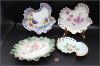 Antique Hand painted Porcelain Nut/Bone Dishes