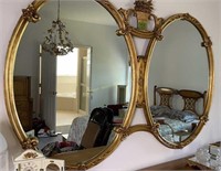 Gold Continental Style Double Wall Mirror 61" Wide