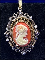 ART stamped Cameo Pendant