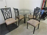 CONTEMPORARY METAL & GLASS TOP TABLE W/4 CHAIRS