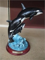 Vintage Orca Whales leaping Sculpture