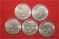 (5) Eisenhower Dollars 1972 to 1978 Mix