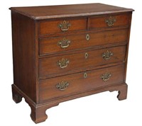 ENGLISH GEORGIAN STYLE OAK CHEST OF DRAWERS