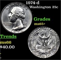 1974-d Washington Quarter 25c Grades GEM+ Unc