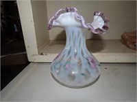 Fenton glass hand painted vase.