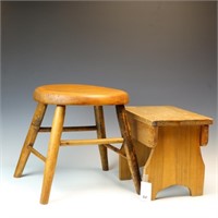 Two Primitive wooden stools