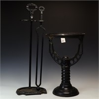 Cast iron fireplace tools stand and cast iron stan