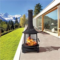 Outdoor Steel Fireplace with cooking grill