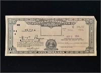 US Postal Savings System $5 Certificate of