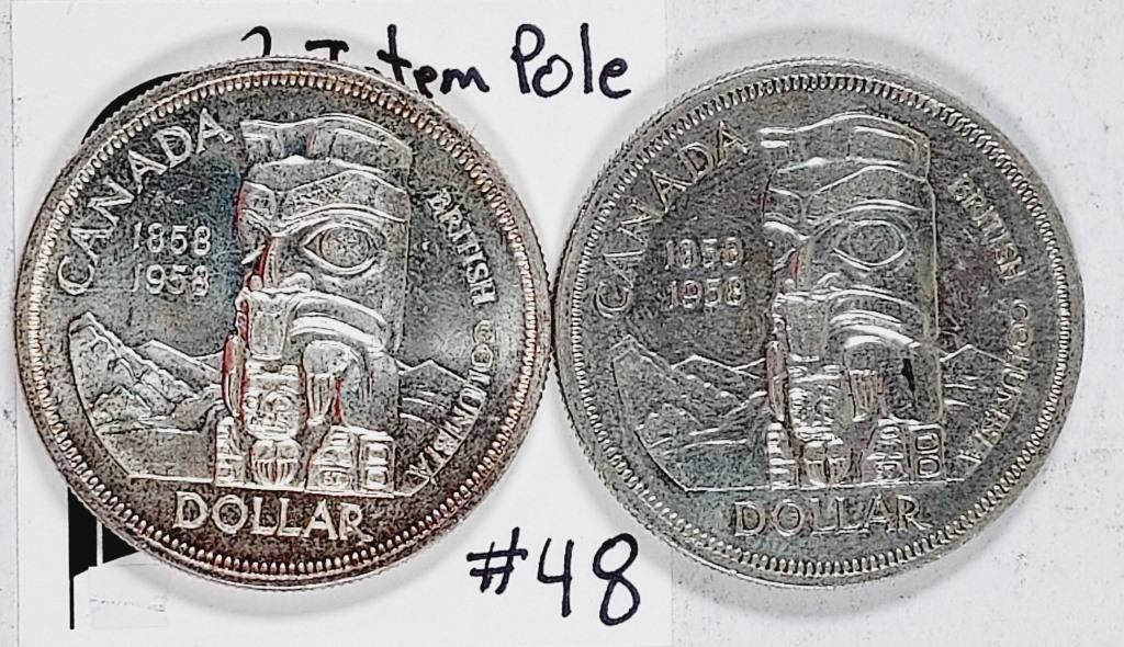 2  1958  Canada  "Totem Pole" Dollars