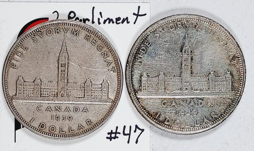 2  1939  Canada "Parliment" Dollars