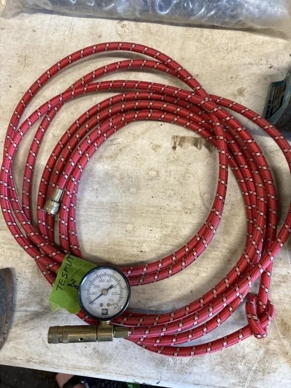 Red Air Hose with Gauge
