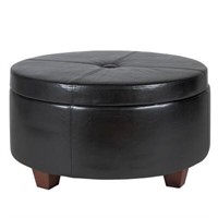 Winston Round Storage Ottoman Faux Leather