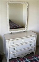 French Provincial 3-Drawer Dresser W/ Mirror