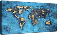 World Map Wall Art Abstract Map Canvas Decoration
