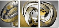 Large Gold Abstract Canvas Wall Art 3 Pieces Moder