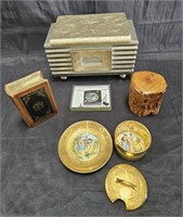Group of vintage items jewelry box, gilt