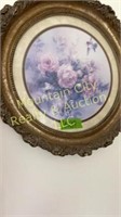 Antique framed floral-round-15 inches