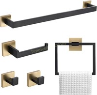 TNOMS 5 Pc Black/Gold Bathroom Set  23.6 in