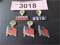 Five vintage political pins