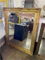 Large Gold Framed Beveled Wall Mirror