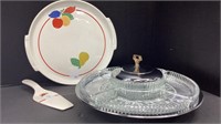Cake plate/matching server and 5 section chrome
