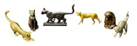 6 Small Metal Cat Figures