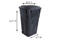 Wheeled Garbage Can  Black 32 Gallon