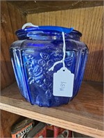 Cobalt blue biscuit jar no lid