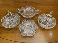 4 Pressed Glass Bowls