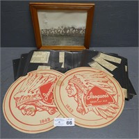 Early Iroquois Beer Coasters & Football Photo