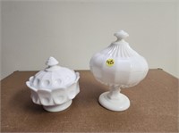 2 Milk Glass Candy Dishes
