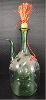 Green Hand Blown Glass Decanter w/ Internal Ice