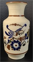 Tonala Mexico Bird Motif Ceramic Vase (approx