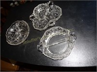 Cambridge Rosepoint Etched 3 serving dishes