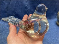 Vtg art glass BIrd paperweight (unmarked)