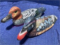 (2) Hand painted ducks (11in & 12in)